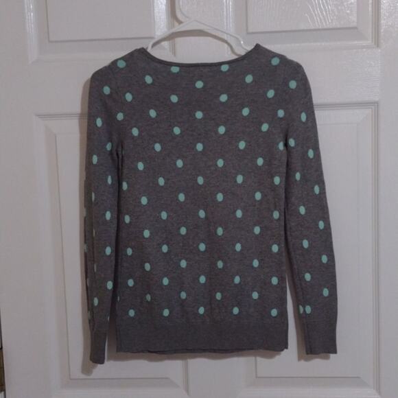 Old Navy gray sweater with light teal polka dots women's extra small - Picture 4 of 4